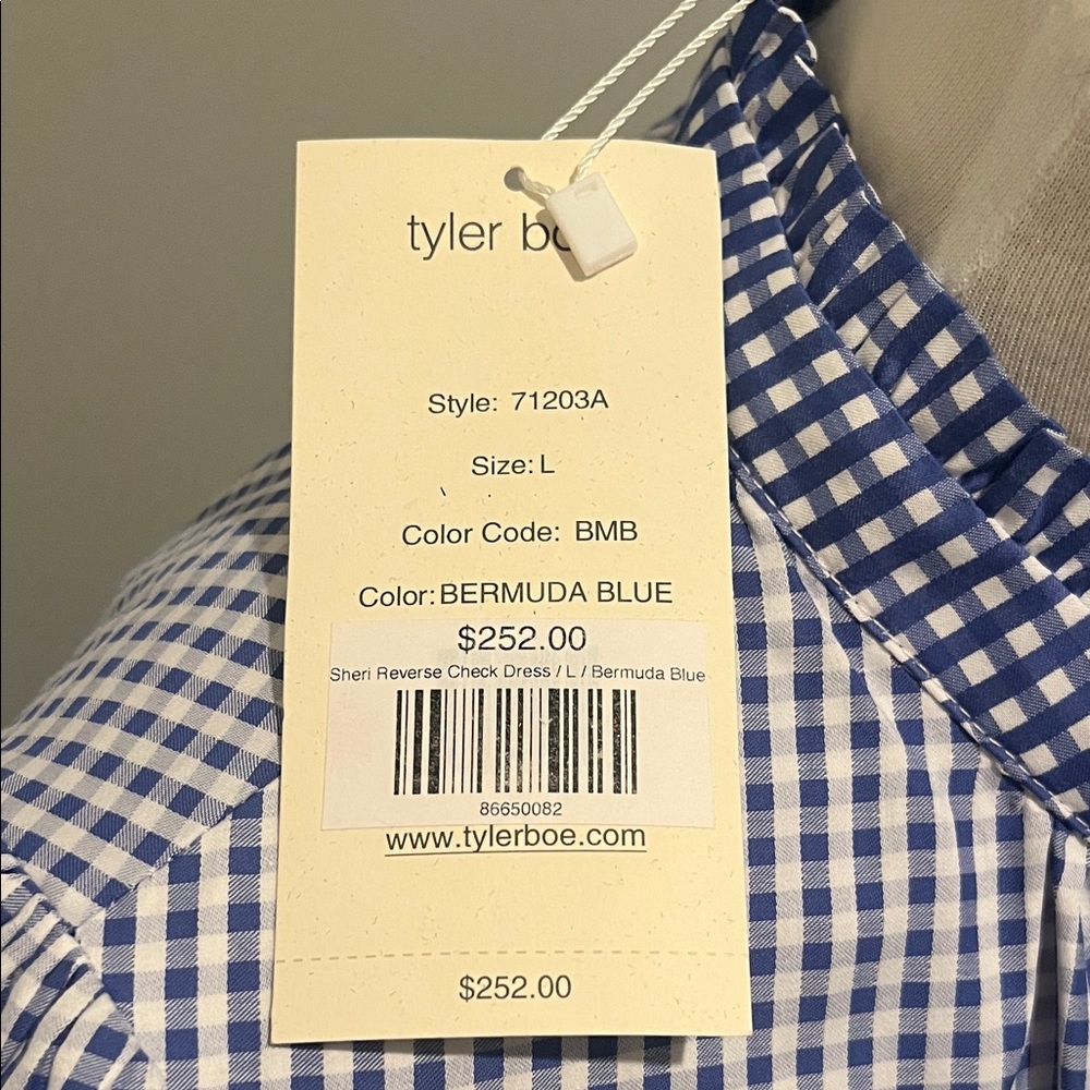 Tyler Boe Blue and White Reversible Gingham Shift Dress - Picture 4 of 4